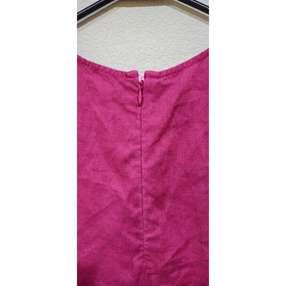 Garnet Hill Linen Fringe Hem Sleeveless Coastal Lagenlook Dress Size 8 - Picture 3 of 9